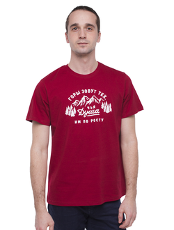 Футболка Тайга "Горы Зовут" в бордовом цвете