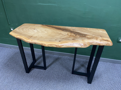 консоль из слэба, консоль из дерева, узкий столик, консоль под телевизор, полка под телевизор, слэб