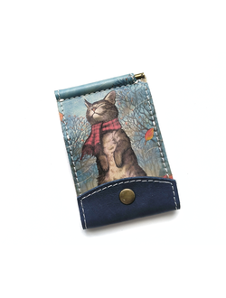 Портмоне-зажим с принтом "Кот в шарфе"