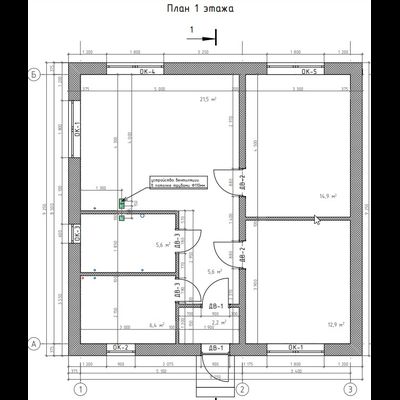 Одноэтажный дом с двумя спальнями 69м² (S23)
