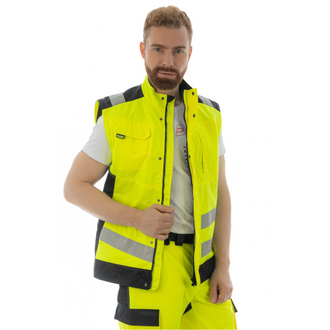 Сигнальная куртка-жилет Brodeks KS 225, желтый/черный с МВО пропиткой