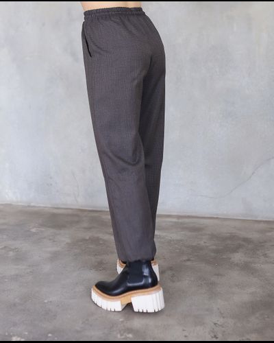 Брюки с манжетами из  костюмной шерсти small (160-165 см)  (клетка/коричневый)