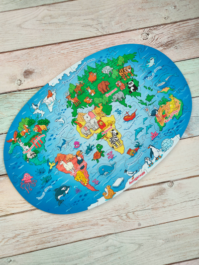 Фигурный пазл MAXI "Карта мира. Животные"