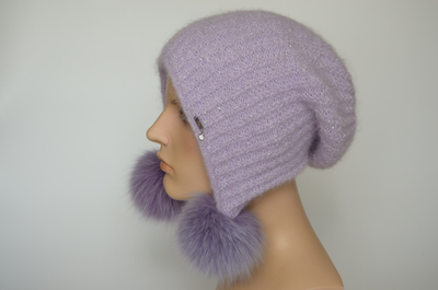 Лавандовая шапка с помпонами Италия Визио