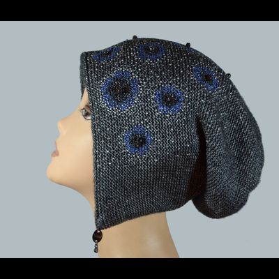 Шапка ушанка с украшениями стразами Vizio Италия 5342 антрацит