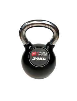 Гиря 24 кг FITNESS DIVISION обрезиненная с хромированной ручкой