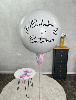 Гендер шар с фамилиями (белый)