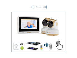 Wi-Fi видеоняня Ramili Baby RV1500x2 с сенсорным монитором и двумя поворотными видеокамерами, просмотр с моильных устройств., HD