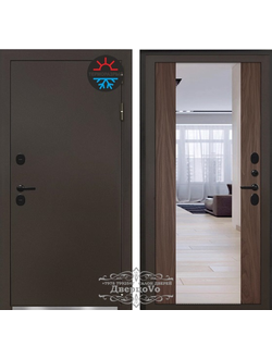 VENMAR (ВЕНМАР). СТАЛЬ 2 мм. ТЕРМО СИБИРЬ-ЗЕРКАЛО. 115/150 мм/ ТЕРМОРАЗРЫВ. (ТРЕХКОНТУРНАЯ) МУАР Ral 8019 (коричневый)/ АМЕРИКАНСКИЙ ОРЕХ ШОКОЛАД-ЗЕРКАЛО. (ФУРНИТУРА - ХРОМ)