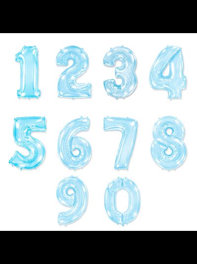 Цифра фольгированная с гелием Голубая 102 см