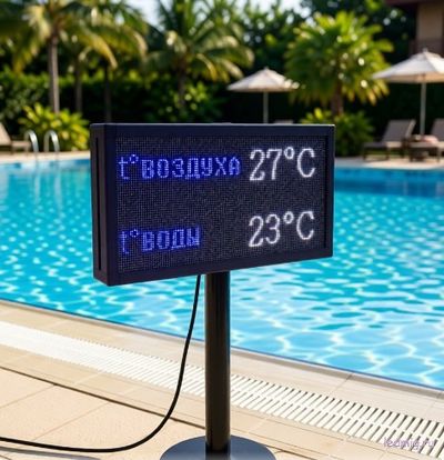 Табло для горячего источника с температурой воздуха и воды