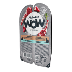 AlphaPet WOW (АльфаПет) Влажный корм (пауч) для кошек с чувствительным пищеварением, Ягненок с потрошками в соусе, 80 г