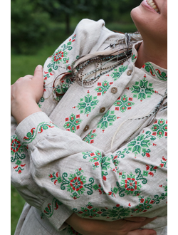 Платье-рубашка «Процветание» из небеленого льна