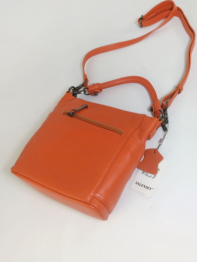 (АРТИКУЛ: 10053/2) СУМКА ЖЕНСКАЯ НЕБОЛЬШАЯ, НАТУРАЛЬНАЯ КОЖА, ОРАНЖЕВАЯ, С РУЧКОЙ И ПЛЕЧЕВЫМ РЕМНЕМ
