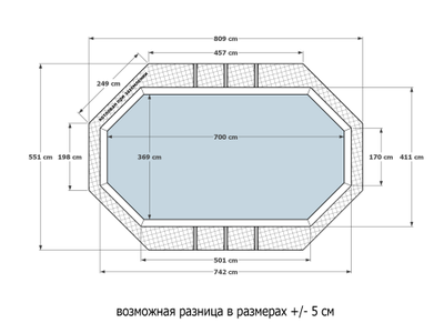 Деревянный морозоустойчивый бассейн 7,0 х 3,7 м  глубиной 130 см "Байкал-2" большой от Кристалл