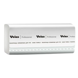 Полотенца бумажные Veiro Prof Basic 1 слой, 250лx20пач/кор V-сложения,  KV104