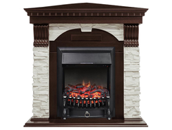 Угловой электрокамин Dublin AO сланец белый с очагом Fobos RC