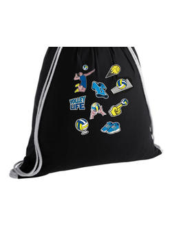 Рюкзак холщовый со стикерами черный