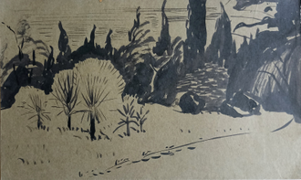 "Ветреный день" бумага акварель Шкурко В.П. 1960-е годы