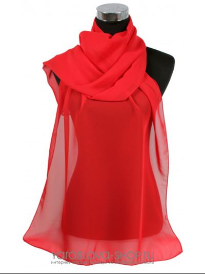 20067-12.Летний шарф из шифона красного цвета.