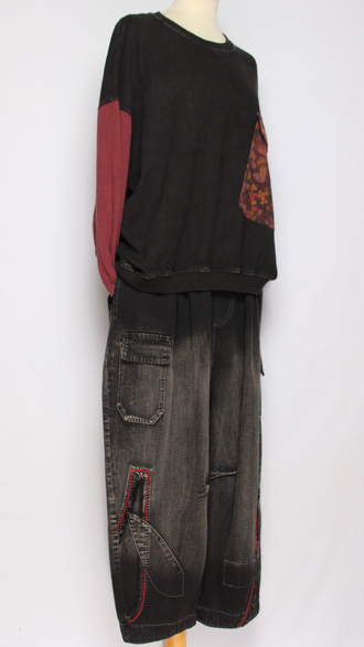 Джинсы "Карманы клапаны" черные р.48-54