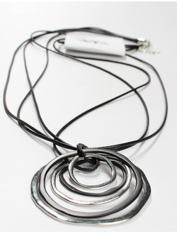 Подвеска "Кольца" черные и серебро