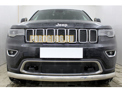 Защита радиатора Jeep Grand Cherokee (WK2) IV 2018- рестайлинг (Laredo, Limited) black верх PREMIUM (7 частей)
