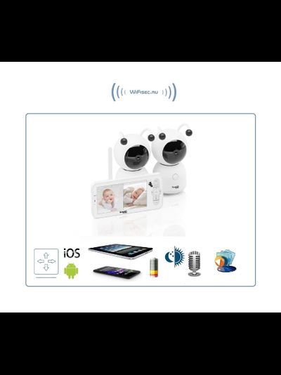 Видеоняня Ramili Baby RV100x2, монитор и 2 поворотная видеокамера, двухрежимная видеоняня, с DVR. HD