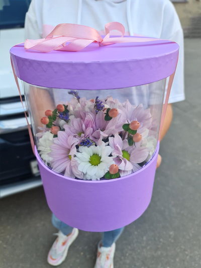 Хризантема, гиперикум и лимониум с Бабочками.№44