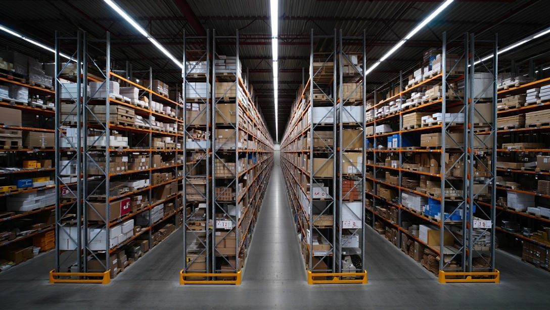 Интерьер склада с равномерным светораспределением от LED‑светильников