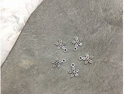 Подвеска "Цветочек" 13,5х10,5 мм, цвет античное серебро, цена за набор