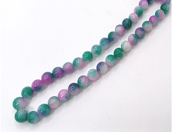 Агат тонированный  на нити  10мм зелено фиолетовый