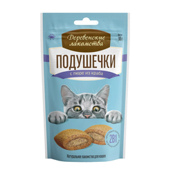 Деревенские лакомства для кошек, Подушечки с пюре из краба 30 гр
