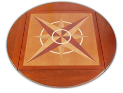 Digitally Printed Compass Rose on Maple Veneer 36″ X 36″ Opens to 51″ Round Dropleaf