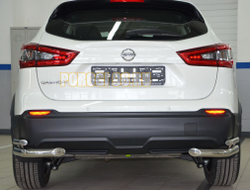 Защита заднего бампера угловая двойная d60/42 для Nissan Qashqai (2019-...)