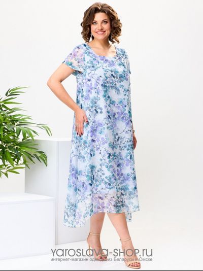 Платье женское А-силуэта в голубом оттенке