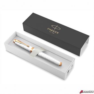 Ручка-роллер PARKER «IM Premium Pearl GT», корпус жемчужный лак, позолоченные детали, черная. 143855