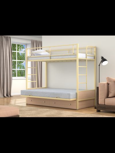 Двухъярусная кровать-диван Дакар 1 Слоновая кость (вставки Дуб молочный)