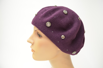 Сливовый фиолетовый фетровый берет Vizio Италия 3633