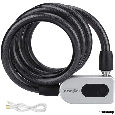 Велозамок/противоугонный трос E-twow с отпечатком пальцев