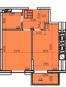 Однокомнатная 45.15 кв.м. ЦЕНА: