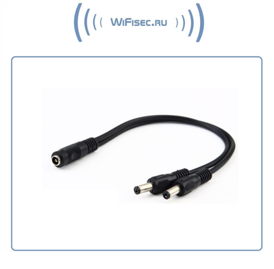 Разветвитель питания 12В 1->2 для устройств видеонаблюдения, чёрный