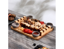 Доска для подачи шашлыка «3 шампура», 300?240?18 мм, массив берёзы