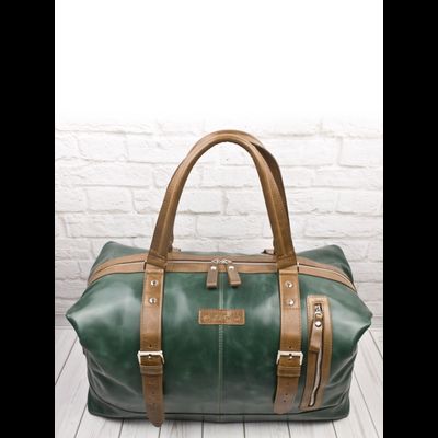 Кожаная дорожная сумка Campora Premium dark green (арт. 
4019-11)