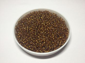 Бисер Китайский №8-53 коричневый с внутренним посеребрением прозрачный, 50 грамм