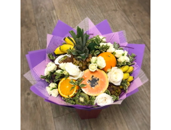 Букет из тропических фруктов с цветами "Фиджи"