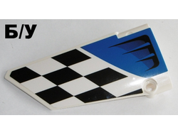 ! Б/У - Technic, Panel Fairing #17 Large Smooth, Side A with Air Intake and Checkered Black and White Pattern Sticker - Set 42045, White (64392pb015) - Б/У