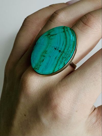Кольцо с малахитом крупное