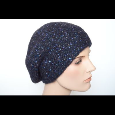 Синий меланжевый берет с пайетками Vizio Италия 6926 ( 8023)
