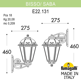 Настенный светильник Fumagalli BISSO/SABA K22.131.000